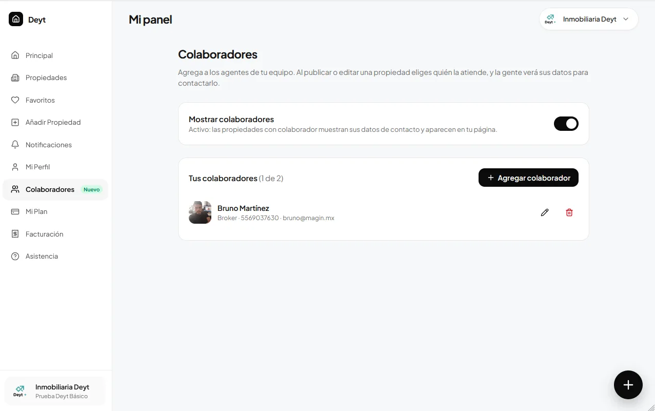 Paso 1 Crear colaborador